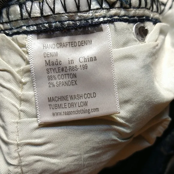 🔥 NEW Reason New York Stone Washed Flexable Denim Skinny Motorcycle Style Jeans - Picture 5 of 7